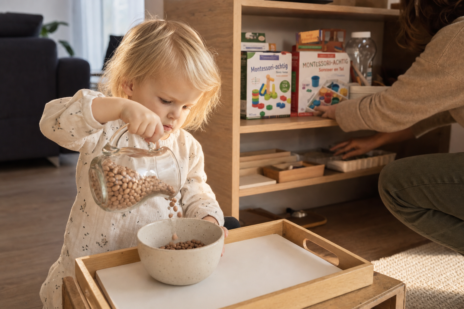Vergelijking tussen echt en Montessori-achtig speelgoed