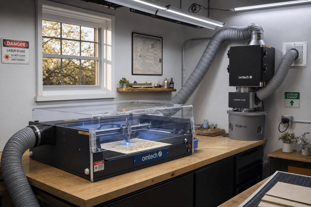 Hoe zorg je voor veilige afzuiging en ventilatie bij lasergraveren om rook, geur en schadelijke dampen te&nbsp;minimaliseren?