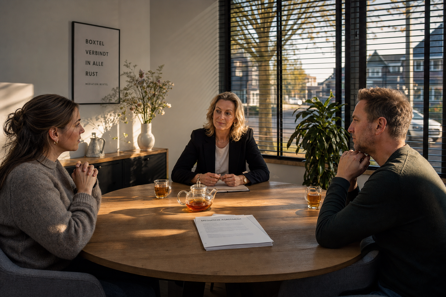 Mediator in gesprek op locatie